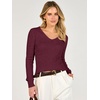 image:imageANRABESS Womens Long Sleeve V Neck Ribbed Sweaters Shirts  Slim Fit Tops Lightweight Soft Knit Pullover Business Casual Outfits Work Office AllDay Wear Fall Winter Layer ClothingDrak Red