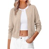 image:imageANRABAESS Womens Cropped Cardigan Sweater Business Casual Outfits  2026 Fall Fashion Clothing Summer Lightweight Soft Knit Long Sleeve Crew Neck Button DownDressy Work Office Outings TravelLight Khaki