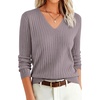 image:imageANRABESS Womens Long Sleeve V Neck Ribbed Sweaters Shirts  Slim Fit Tops Lightweight Soft Knit Pullover Business Casual Outfits Work Office AllDay Wear Fall Winter Layer ClothingNutmeg