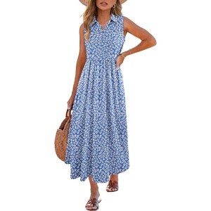 image:imageANRABESS Womens Casual Dress Summer Sleeveless V Neck Sundress Aline Flowy Beach Maxi Dresses Travel 2026 Vacation OutfitsFloral Blue