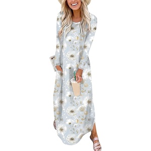 image:imageANRABESS Womens Long Sleeve Maxi Dresses 2026 Fall Outfits Casual Loose Split Travel Vacation T Shirt Dress with PocketsDandelion