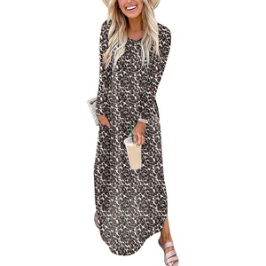 image:imageANRABESS Womens Long Sleeve Maxi Dresses 2026 Fall Outfits Casual Loose Split Travel Vacation T Shirt Dress with PocketsLeopard