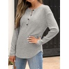 image:imageANRABESS Long Sleeve Shirts for Women Henley Tops Dressy Casual TShirts Blouses 2026 Fall Lightweight SweatersGray Green
