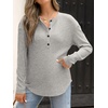 image:imageANRABESS Long Sleeve Shirts for Women Henley Tops Dressy Casual TShirts Blouses 2026 Fall Lightweight SweatersGray Green