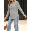 image:imageANRABESS Long Sleeve Shirts for Women Henley Tops Dressy Casual TShirts Blouses 2026 Fall Lightweight SweatersGray Green