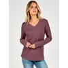 image:imageANRABESS Womens Long Sleeve Waffle Knit Shirts V Neck 2026 Fall Tops Dressy Casual Loose Tunic Basic Tees Winter ClothesMauve