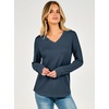 image:imageANRABESS Womens Long Sleeve Waffle Knit Shirts V Neck 2026 Fall Tops Dressy Casual Loose Tunic Basic Tees Winter ClothesNavy Blue