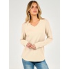 image:imageANRABESS Womens Long Sleeve Waffle Knit Shirts V Neck 2026 Fall Tops Dressy Casual Loose Tunic Basic Tees Winter ClothesParchment