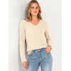 image:imageANRABESS Womens Long Sleeve Waffle Knit Shirts V Neck 2026 Fall Tops Dressy Casual Loose Tunic Basic Tees Winter ClothesParchment