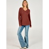 image:imageANRABESS Womens Long Sleeve Waffle Knit Shirts V Neck 2026 Fall Tops Dressy Casual Loose Tunic Basic Tees Winter ClothesRed