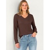 image:imageANRABESS Womens Long Sleeve Waffle Knit Shirts V Neck 2026 Fall Tops Dressy Casual Loose Tunic Basic Tees Winter ClothesRed Brown