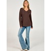 image:imageANRABESS Womens Long Sleeve Waffle Knit Shirts V Neck 2026 Fall Tops Dressy Casual Loose Tunic Basic Tees Winter ClothesRed Brown