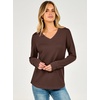 image:imageANRABESS Womens Long Sleeve Waffle Knit Shirts V Neck 2026 Fall Tops Dressy Casual Loose Tunic Basic Tees Winter ClothesRed Brown