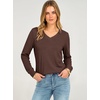 image:imageANRABESS Womens Long Sleeve Waffle Knit Shirts V Neck 2026 Fall Tops Dressy Casual Loose Tunic Basic Tees Winter ClothesRed Brown