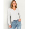 image:imageANRABESS Womens Long Sleeve Waffle Knit Shirts V Neck 2026 Fall Tops Dressy Casual Loose Tunic Basic Tees Winter ClothesWhite