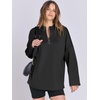 image:imageANRABESS Womens Oversized Hoodie Quarter Zip Sweatshirts 2026 Fall Winter Tunic Pullover Top Trendy Teen Girls Preppy ClothesBlack