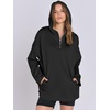 image:imageANRABESS Womens Oversized Hoodie Quarter Zip Sweatshirts 2026 Fall Winter Tunic Pullover Top Trendy Teen Girls Preppy ClothesBlack