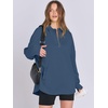 image:imageANRABESS Womens Oversized Hoodie Quarter Zip Sweatshirts 2026 Fall Winter Tunic Pullover Top Trendy Teen Girls Preppy ClothesBlue