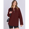 image:imageANRABESS Womens Oversized Hoodie Quarter Zip Sweatshirts 2026 Fall Winter Tunic Pullover Top Trendy Teen Girls Preppy ClothesBurgundy