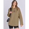 image:imageANRABESS Womens Oversized Hoodie Quarter Zip Sweatshirts 2026 Fall Winter Tunic Pullover Top Trendy Teen Girls Preppy ClothesDark Khaki