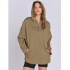 image:imageANRABESS Womens Oversized Hoodie Quarter Zip Sweatshirts 2026 Fall Winter Tunic Pullover Top Trendy Teen Girls Preppy ClothesDark Khaki