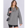 image:imageANRABESS Womens Oversized Hoodie Quarter Zip Sweatshirts 2026 Fall Winter Tunic Pullover Top Trendy Teen Girls Preppy ClothesGrey