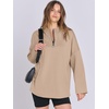image:imageANRABESS Womens Oversized Hoodie Quarter Zip Sweatshirts 2026 Fall Winter Tunic Pullover Top Trendy Teen Girls Preppy ClothesKhaki