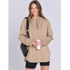 image:imageANRABESS Womens Oversized Hoodie Quarter Zip Sweatshirts 2026 Fall Winter Tunic Pullover Top Trendy Teen Girls Preppy ClothesKhaki