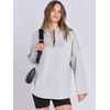 image:imageANRABESS Womens Oversized Hoodie Quarter Zip Sweatshirts 2026 Fall Winter Tunic Pullover Top Trendy Teen Girls Preppy ClothesLight Grey