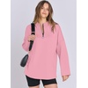 image:imageANRABESS Womens Oversized Hoodie Quarter Zip Sweatshirts 2026 Fall Winter Tunic Pullover Top Trendy Teen Girls Preppy ClothesLight Pink