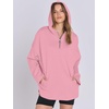 image:imageANRABESS Womens Oversized Hoodie Quarter Zip Sweatshirts 2026 Fall Winter Tunic Pullover Top Trendy Teen Girls Preppy ClothesLight Pink