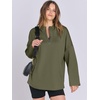 image:imageANRABESS Womens Oversized Hoodie Quarter Zip Sweatshirts 2026 Fall Winter Tunic Pullover Top Trendy Teen Girls Preppy ClothesOlive Green