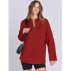 image:imageANRABESS Womens Oversized Hoodie Quarter Zip Sweatshirts 2026 Fall Winter Tunic Pullover Top Trendy Teen Girls Preppy ClothesRed