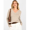 image:imageANRABESS Womens V Neck Wool Blend Knit Lightweight Sweater  Soft Long Sleeve Pullover Tops Basic Silm Fit Versatile Business Casual Office Outfits Cozy Daily Wear Fall WinterParchment