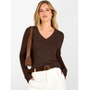image:imageANRABESS Womens V Neck Wool Blend Knit Lightweight Sweater  Soft Long Sleeve Pullover Tops Basic Silm Fit Versatile Business Casual Office Outfits Cozy Daily Wear Fall WinterChocolate Brown
