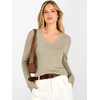 image:imageANRABESS Womens V Neck Wool Blend Knit Lightweight Sweater  Soft Long Sleeve Pullover Tops Basic Silm Fit Versatile Business Casual Office Outfits Cozy Daily Wear Fall WinterAlmond