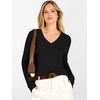 image:imageANRABESS Womens V Neck Wool Blend Knit Lightweight Sweater  Soft Long Sleeve Pullover Tops Basic Silm Fit Versatile Business Casual Office Outfits Cozy Daily Wear Fall WinterBlack
