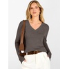 image:imageANRABESS Womens V Neck Wool Blend Knit Lightweight Sweater  Soft Long Sleeve Pullover Tops Basic Silm Fit Versatile Business Casual Office Outfits Cozy Daily Wear Fall WinterDark Taupe