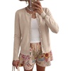 image:imageANRABESS Womens Long Sleeve Knitted Button Down Open Front Lightweight Business Casual Cardigan Sweaters TopsAlmond
