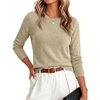 image:imageANRABESS Womens Long Sleeve Lightweight Fitted Sweaters Top  Wool Blend Soft KnitSlim Crewneck PulloverClassic Basic ShirtsBusiness Casual Outfits Work Fall Spring Transition ClothesAlmond