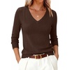 image:imageANRABESS Womens V Neck Wool Blend Knit Lightweight Sweater  Soft Long Sleeve Pullover Tops Basic Silm Fit Versatile Business Casual Office Outfits Cozy Daily Wear Fall WinterChocolate Brown