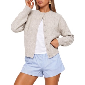image:imageANRABESS Lightweight Cardigan Sweaters for Women Trendy  Soft Breathable Knit Subtle Cropped Long Sleeve Button Down Crewneck Relaxed Loose Fit Casual amp Work Wear Fall OutfitsBeige