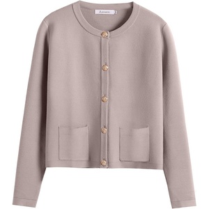 image:imageANRABESS Womens Button Down Cropped Cardigan Sweaters  StripedampSolidPocketsLadys Fall Jacket Slightly OversizeDressy Casual Cute Classic CoatTravelampHome Everyday WearGray