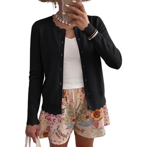 image:imageANRABESS Womens Long Sleeve Knitted Button Down Open Front Lightweight Business Casual Cardigan Sweaters TopsBlack