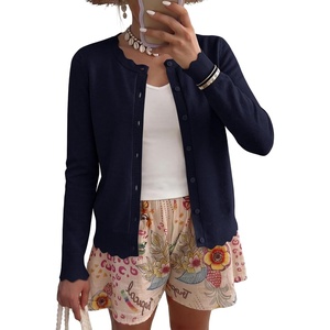 image:imageANRABESS Womens Long Sleeve Knitted Button Down Open Front Lightweight Business Casual Cardigan Sweaters TopsNavy Blue