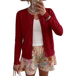 image:imageANRABESS Womens Long Sleeve Knitted Button Down Open Front Lightweight Business Casual Cardigan Sweaters TopsRed