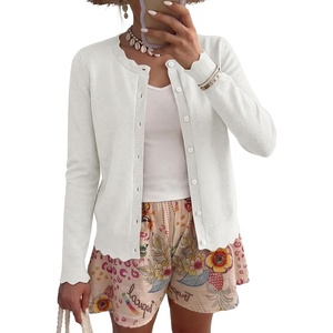 image:imageANRABESS Womens Long Sleeve Knitted Button Down Open Front Lightweight Business Casual Cardigan Sweaters TopsWhite