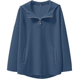 image:imageANRABESS Womens Oversized Hoodie Quarter Zip Sweatshirts 2026 Fall Winter Tunic Pullover Top Trendy Teen Girls Preppy ClothesBlue