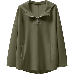 image:imageANRABESS Womens Oversized Hoodie Quarter Zip Sweatshirts 2026 Fall Winter Tunic Pullover Top Trendy Teen Girls Preppy ClothesOlive Green