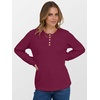 image:imageANRABESS Ribbed Long Sleeve Henley Shirts for Women  Soft lightweight Sweaters Loose Fit Office Work Casual Daily Wear Tunic 2026 Fall Winter Transition OutfitsBurgundy